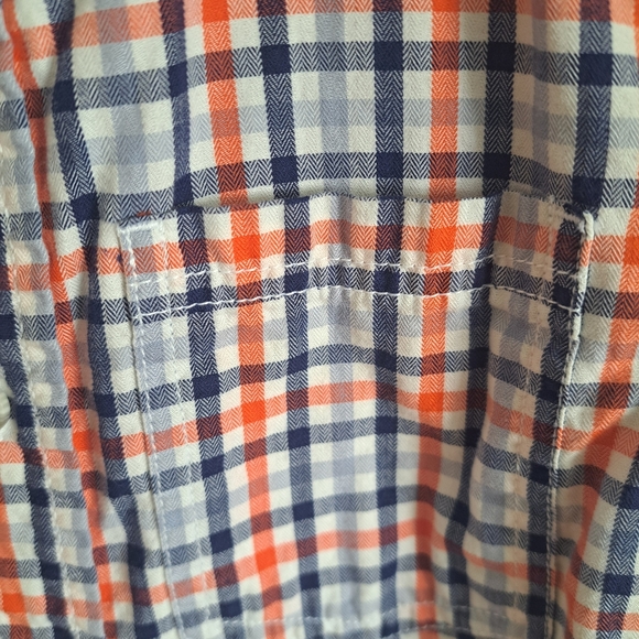Cat & Jack Boys Plaid Button-Up Shirt Orange Blue White Size 6/7 - Picture 4 of 4
